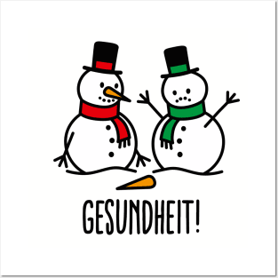 Gesundheit sneezing snowman funny ugly Christmas Posters and Art